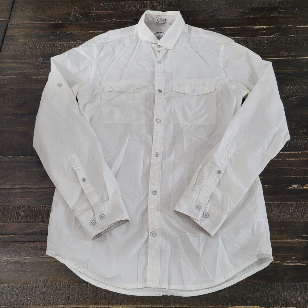 Calvin Klein Men's XS White 100% Cotton Button Up Shirt Long Sleeve